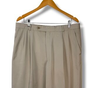 Ballin Dress Pants Men 36 Khaki Super Soft Pleated Relaxed Trousers Dapper